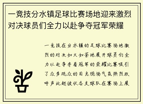 一竞技分水镇足球比赛场地迎来激烈对决球员们全力以赴争夺冠军荣耀